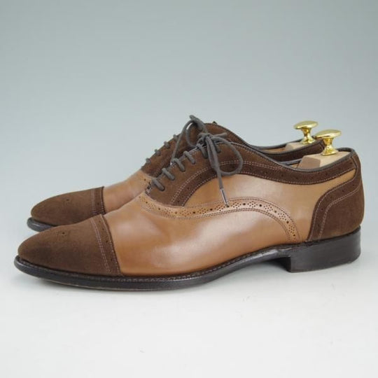 美品★チャーチ 60F/UK6【貴重★コンビ仕様/スエード×カーフ】116ラスト/4都市ロゴ/セミブローグ/茶×薄茶/メンズ/Church's★d652