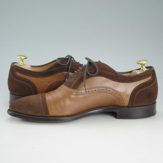 美品★チャーチ 60F/UK6【貴重★コンビ仕様/スエード×カーフ】116ラスト/4都市ロゴ/セミブローグ/茶×薄茶/メンズ/Church's★d652