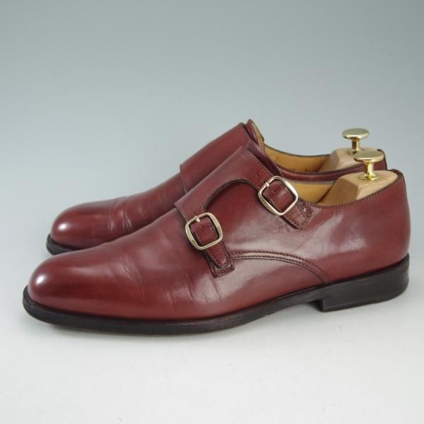 極上★(伊)タニノクリスチー SIZE 7【定価10万円以上★当時の定番ダブルモンク】671/カーフ/赤茶/メンズ/TANINO CRISCI★d656
