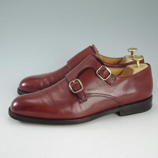 極上★(伊)タニノクリスチー SIZE 7【定価10万円以上★当時の定番ダブルモンク】671/カーフ/赤茶/メンズ/TANINO CRISCI★d656