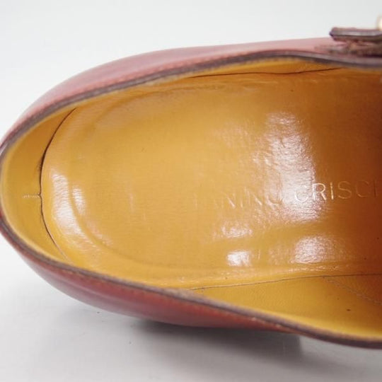極上★(伊)タニノクリスチー SIZE 7【定価10万円以上★当時の定番ダブルモンク】671/カーフ/赤茶/メンズ/TANINO CRISCI★d656