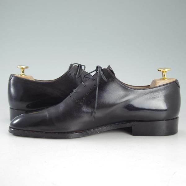 極上★(仏)ベルルッティ SIZE 7.5【貴重★4アイレット/ホールカット】オックスフォードシューズ/カーフ/黒/メンズ/Berluti★d657