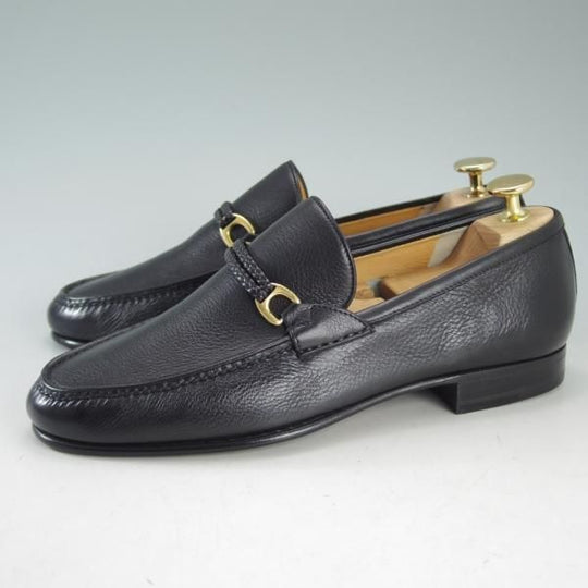 極美品★(伊)タニノクリスチー SIZE 5.5【定価10万円以上★ローファー】125128/スリッポン/シボ革/黒/メンズ/TANINO CRISCI★d658