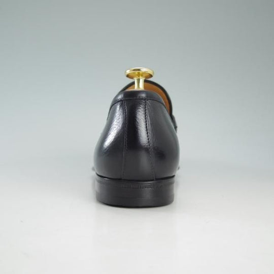 極美品★(伊)タニノクリスチー SIZE 5.5【定価10万円以上★ローファー】125128/スリッポン/シボ革/黒/メンズ/TANINO CRISCI★d658