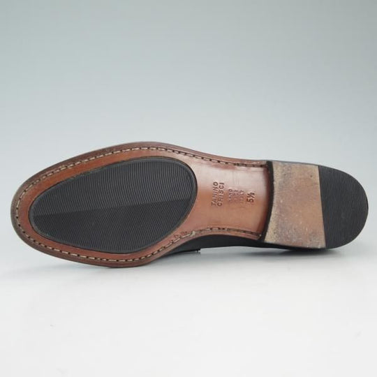 極美品★(伊)タニノクリスチー SIZE 5.5【定価10万円以上★ローファー】125128/スリッポン/シボ革/黒/メンズ/TANINO CRISCI★d658