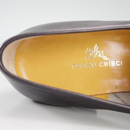 極美品★(伊)タニノクリスチー SIZE 5.5【定価10万円以上★ローファー】125128/スリッポン/シボ革/黒/メンズ/TANINO CRISCI★d658