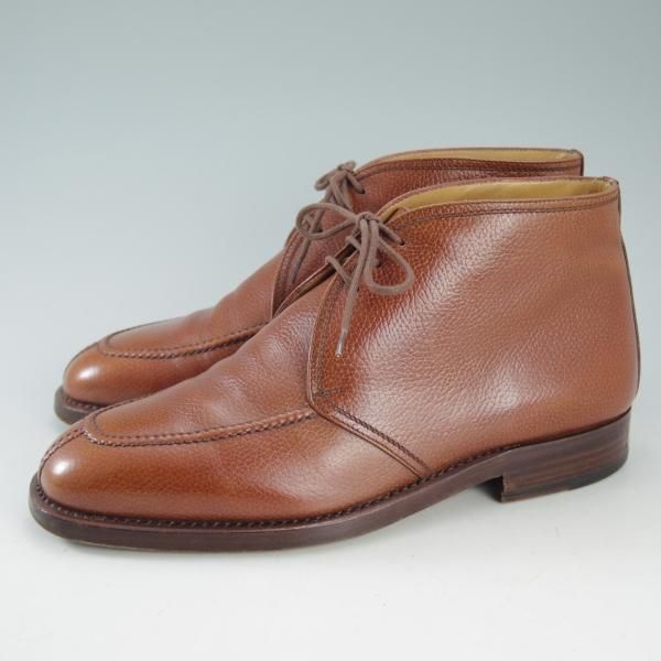 美品★(伊)タニノクリスチー SIZE 7【貴重★ブラックラピド製法】チャッカブーツ/グレインレザー/茶/メンズ/TANINO CRISCI★d659