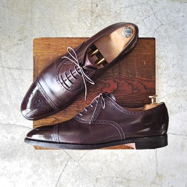 美品★ジョンロブ 8E【★ミスティカーフ/SAUNTON/7000ラスト】セミブローグ/カーフ/濃茶/メンズ/JOHN LOBB★d660