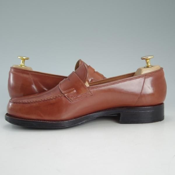 極上★(台湾)神匠/シンショウ SIZE 6.5【貴重★コードバン仕様/ナチュラル〜マホガニー系色】コインローファー/薄茶/メンズ★d662