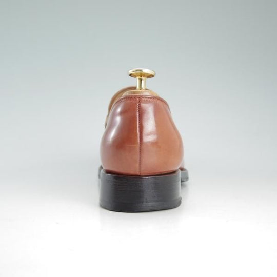 極上★(台湾)神匠/シンショウ SIZE 6.5【貴重★コードバン仕様/ナチュラル〜マホガニー系色】コインローファー/薄茶/メンズ★d662