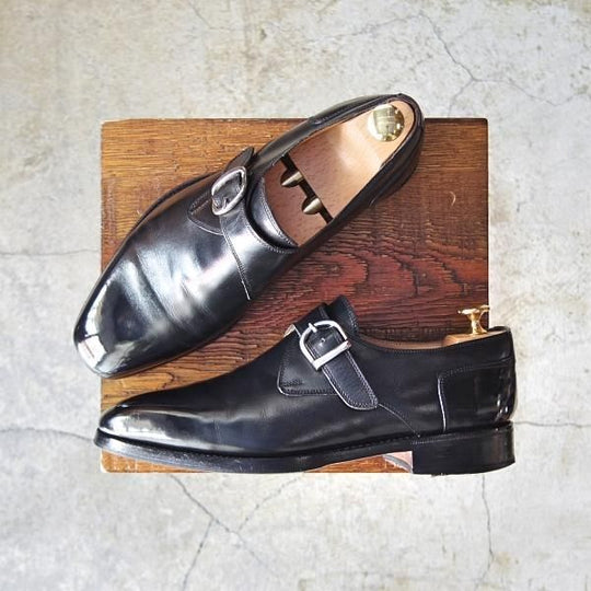 極上★(ベルギー)AMBIORIX/アンビオリクス SIZE 7【貴重★ベルギー王室御用達】モンクストラップ/カーフ/黒/メンズ★d663