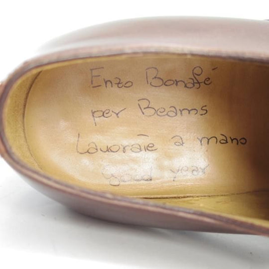 極上★(伊)エンツォ・ボナフェ SIZE 39.5【ハンドソーンウェルテッド製法/九分仕立て★BEAMS別注】茶/ビームス/Enzo Bonafe★d667