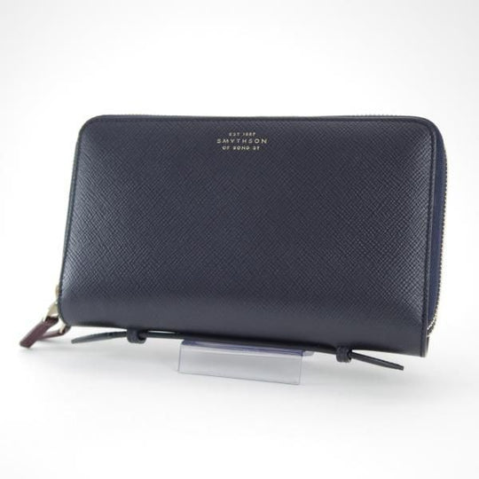 ほぼ未使用★(英)スマイソン/SMYTHSON【定価￥91,000-★Panama/ダブルジップ/トラベルウォレット】財布/パスポートケース/メンズ&レディース兼★d672