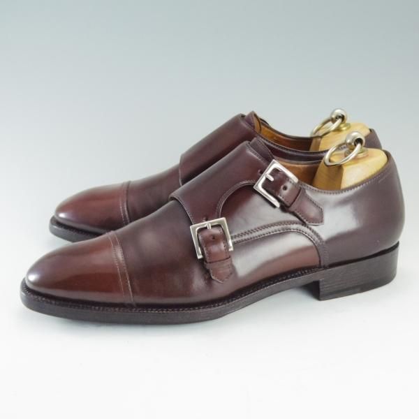 極上★(伊)エンツォ・ボナフェ UK5.5程度【定価￥178,200-★コードバン仕様】ダブルモンク/EB-02C/赤茶/メンズ/Enzo Bonafe★d679