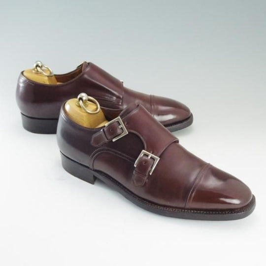 極上★(伊)エンツォ・ボナフェ UK5.5程度【定価￥178,200-★コードバン仕様】ダブルモンク/EB-02C/赤茶/メンズ/Enzo Bonafe★d679