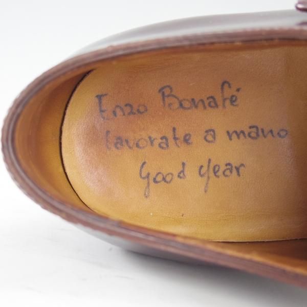 極上★(伊)エンツォ・ボナフェ UK5.5程度【定価￥178,200-★コードバン仕様】ダブルモンク/EB-02C/赤茶/メンズ/Enzo Bonafe★d679