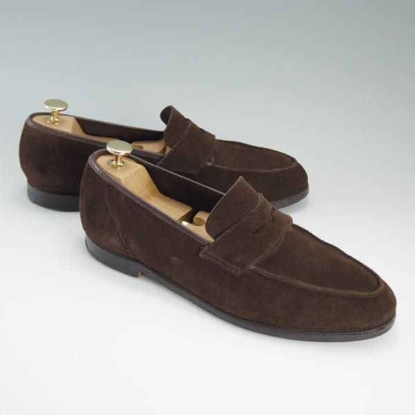 ★クロケット&ジョーンズ UK7程度【★ブルックスブラザーズ別注/Peal&co】コインローファー/スエード/濃茶/メンズ/Crockett&Jones★d687