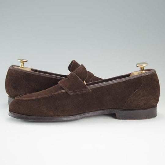 ★クロケット&ジョーンズ UK7程度【★ブルックスブラザーズ別注/Peal&co】コインローファー/スエード/濃茶/メンズ/Crockett&Jones★d687