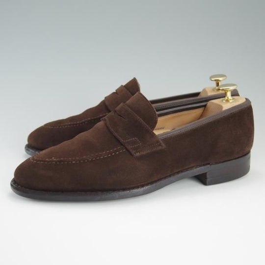 極上★クロケット&ジョーンズ 6E【ダイナイトソール仕様★SYDNEY】341ラスト/コインローファー/スエード/茶/メンズ/Crockett&Jones★d688
