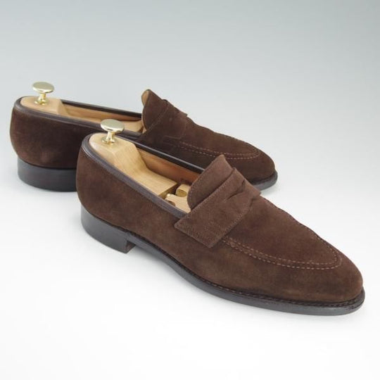 極上★クロケット&ジョーンズ 6E【ダイナイトソール仕様★SYDNEY】341ラスト/コインローファー/スエード/茶/メンズ/Crockett&Jones★d688