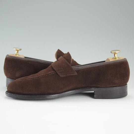 極上★クロケット&ジョーンズ 6E【ダイナイトソール仕様★SYDNEY】341ラスト/コインローファー/スエード/茶/メンズ/Crockett&Jones★d688