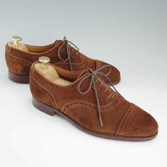 極上★クロケット&ジョーンズ 5.5E【定番★WESTMINSTER/ウエストミンスター】セミブローグ/スエード/茶/メンズ/Crockett&Jones★d689