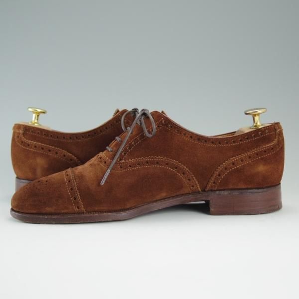 極上★クロケット&ジョーンズ 5.5E【定番★WESTMINSTER/ウエストミンスター】セミブローグ/スエード/茶/メンズ/Crockett&Jones★d689