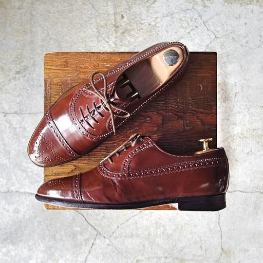 極上★チャーチ 70F/UK7【旧チャーチ★ブックバインダーカーフ/84ラスト】3都市ロゴ/KENTON/セミブローグ/茶/メンズ/Church's★d691