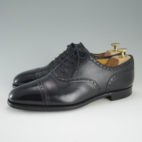 極上★(英)グレンソン 7.5F【★フットマスター/footmaster/セミブローグ】22352-01/セミブローグ/カーフ/黒/メンズ/GRENSON★d693