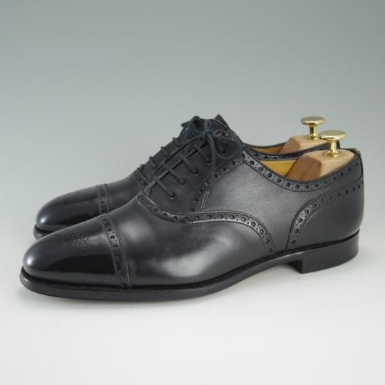 極上★(英)グレンソン 7.5F【★フットマスター/footmaster/セミブローグ】22352-01/セミブローグ/カーフ/黒/メンズ/GRENSON★d693