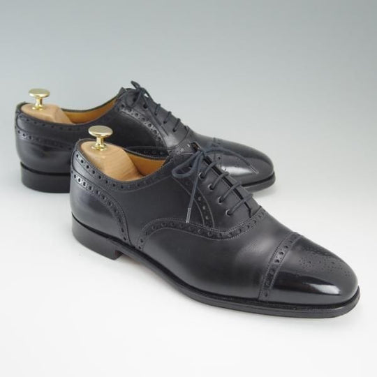 極上★(英)グレンソン 7.5F【★フットマスター/footmaster/セミブローグ】22352-01/セミブローグ/カーフ/黒/メンズ/GRENSON★d693