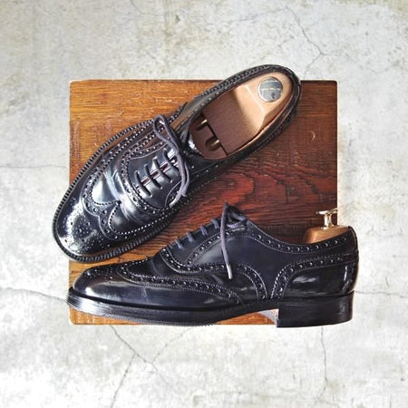 極上★チャーチ 65F/UK6.5【旧チャーチ★BURWOOD/ブックバインダーカーフ】3都市ロゴ/バーウッド/81ラスト/フルブローグ/Church's★d697