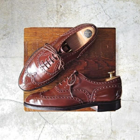 極上★チャーチ 55F/UK5.5【旧チャーチ★HICKSTEAD/ブックバインダーカーフ】3都市ロゴ/84ラスト/フルブローグ/茶/メンズ/Church's★d698