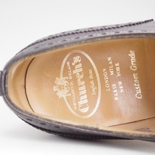 極上★チャーチ 70F/UK7【貴重★100ラスト/CHETWYND/チェットウインド】4都市ロゴ/フルブローグ/カーフ/黒/メンズ/Church's★d699