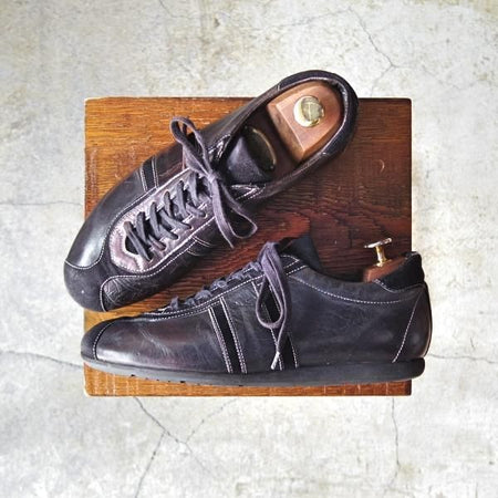 極上★(伊)サントーニ SIZE 6【★スニーカー/スエード×カーフ】黒〜茶/メンズ/シューズ/Santoni★d701