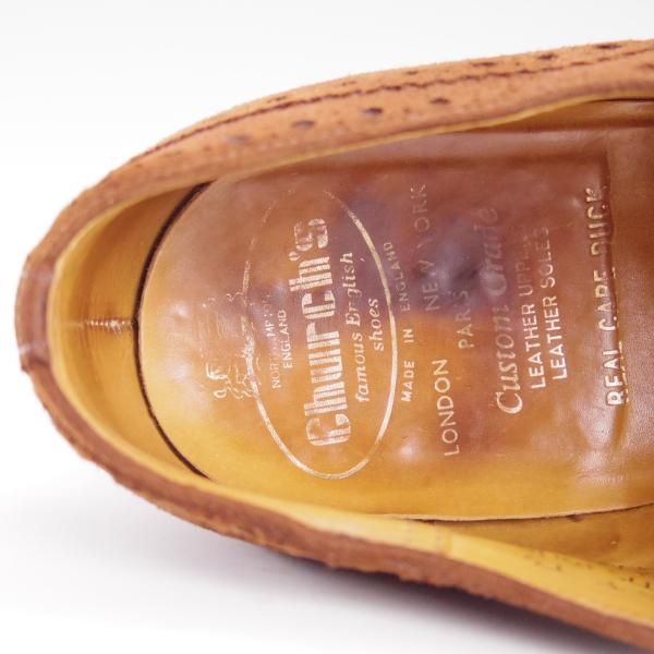 極上★チャーチ 85F/UK8.5【貴重★アンテロープ革/REAL CAPE BUCK/旧チャーチ】BUCK/73ラスト/3都市ロゴ/フルブローグ/Church's★d705