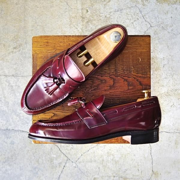 美品★チャーチ UK7.5程度【旧チャーチ★ブックバインダーカーフ/3都市ロゴ】93ラスト/タッセルローファー/赤茶/メンズ/Church's★d706