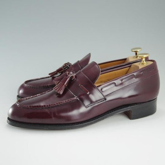 美品★チャーチ UK7.5程度【旧チャーチ★ブックバインダーカーフ/3都市ロゴ】93ラスト/タッセルローファー/赤茶/メンズ/Church's★d706