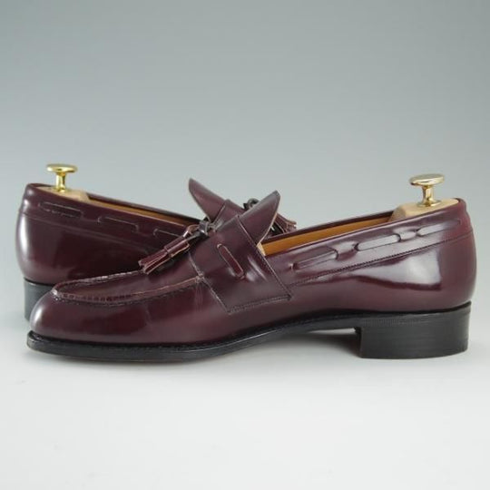 美品★チャーチ UK7.5程度【旧チャーチ★ブックバインダーカーフ/3都市ロゴ】93ラスト/タッセルローファー/赤茶/メンズ/Church's★d706