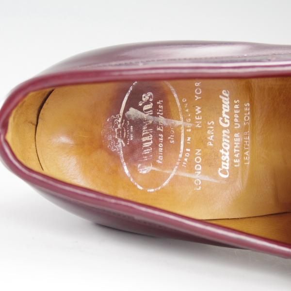 美品★チャーチ UK7.5程度【旧チャーチ★ブックバインダーカーフ/3都市ロゴ】93ラスト/タッセルローファー/赤茶/メンズ/Church's★d706