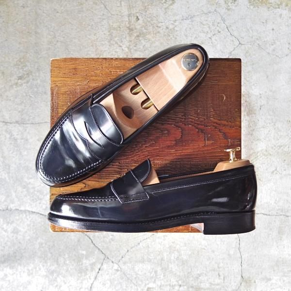 美品★(英)アルフレッドサージェント US8D/UK7.5【★(米)ラルフローレン別注/POLO Ralph Lauren】コインローファー/黒/Alfred Sargent★d715