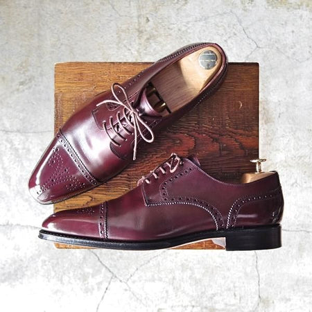 極美品★(スペイン製)YANKO/ヤンコ SIZE 8.5【★グッドイヤーウェルテッド製法/セミブローグ】14468/カーフ/赤茶/メンズ★d717