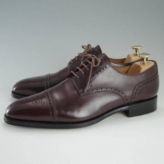 極美品★(スペイン製)YANKO/ヤンコ SIZE 8.5【★グッドイヤーウェルテッド製法/セミブローグ】14468/カーフ/赤茶/メンズ★d717