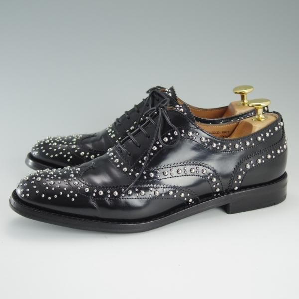 美品★チャーチ(レディース) SIZE 37.5【定価￥103,680-★BURWOOD MET/スタッズ】バーウッド/黒/Church's★d725