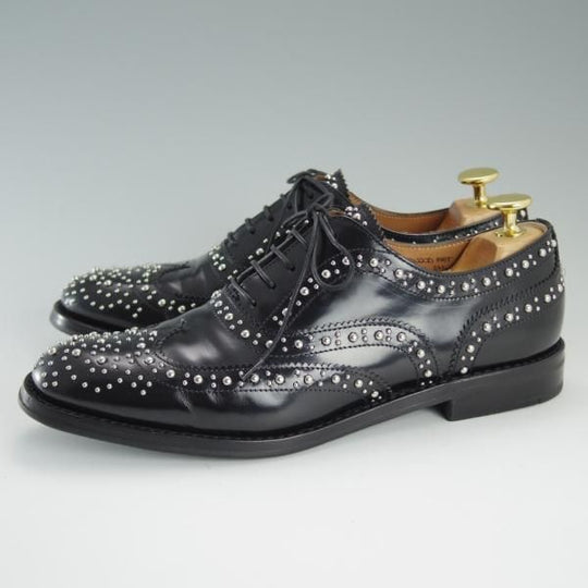 美品★チャーチ(レディース) SIZE 37.5【定価￥103,680-★BURWOOD MET/スタッズ】バーウッド/黒/Church's★d725