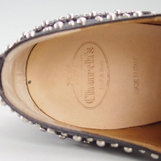 美品★チャーチ(レディース) SIZE 37.5【定価￥103,680-★BURWOOD MET/スタッズ】バーウッド/黒/Church's★d725