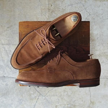極上★クロケット&ジョーンズ UK8.5/US9E【ダイナイトソール仕様★ラルフローレン別注】Uチップ/スエード/茶/メンズ/Crockett&Jones★d735