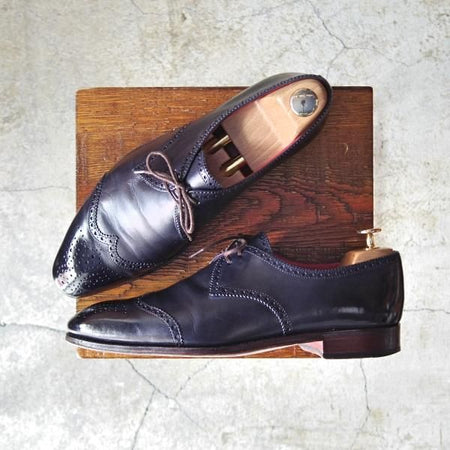 極上★(スペイン製)カルミナ 7.5E【貴重★パターンオーダー品/SIMPSONラスト】ショートウイング/カーフ/紺/メンズ/CARMINA★d740