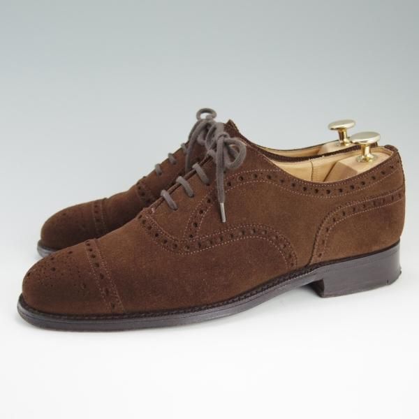 極上★チャーチ 60F/UK6【貴重★100ラスト/DIPLOMAT/ディプロマット】4都市ロゴ/セミブローグ/スエード/濃茶/メンズ/Church's★d745