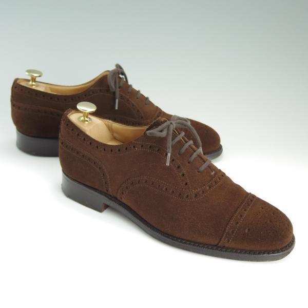 極上★チャーチ 60F/UK6【貴重★100ラスト/DIPLOMAT/ディプロマット】4都市ロゴ/セミブローグ/スエード/濃茶/メンズ/Church's★d745